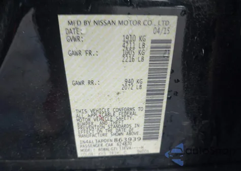 2015 Nissan Altima 2.5 S from USA, damaged, VIN 1N4AL3AP0FN863939